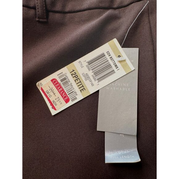 Charter Club Katherine Fit Petite Size 12P Brown Full Length Brown NWT Straight - Picture 3 of 10